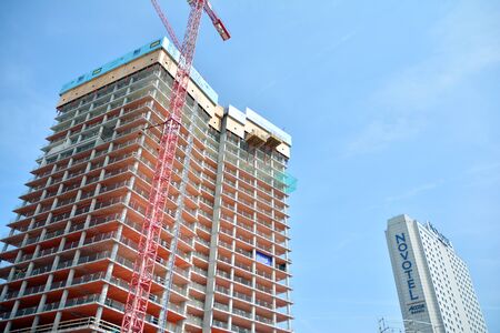 Warsaw, Poland. 15 June 2019. Construction of the Widok Towers office building.