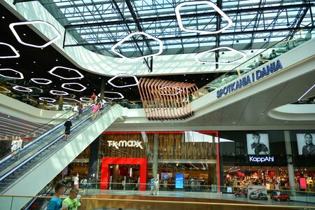 Warsaw, Poland. 18 June 2019. Interior of modern shopping center Galeria Mlociny.のeditorial素材