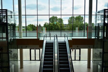 Warsaw, Poland. 18 June 2019. Interior of modern shopping center Galeria Mlociny.
