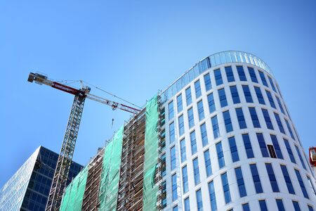 Warsaw, Poland. July 18, 2019. Construction of the Warsaw Hub. The Warsaw HUB will comprise 75,000 square meters of office spaceのeditorial素材
