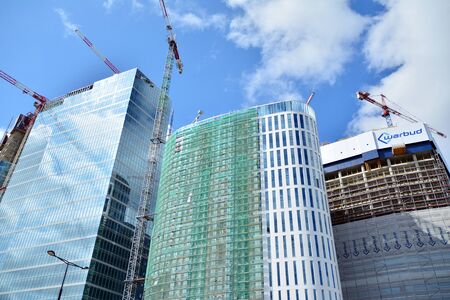 Warsaw, Poland. July 18, 2019. Construction of the Warsaw Hub. The Warsaw HUB will comprise 75,000 square meters of office spaceのeditorial素材