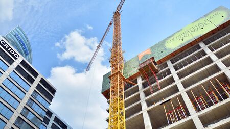 Warsaw, Poland. 6 August 2019. The construction of the office complex Generation Park in Warsaw