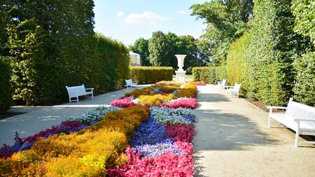 Warsaw, Poland. 22 August 2019. Castle Gardens - a garden adjacent to the Royal Castle in Warsaw from the side of the Vistula. Today, the castle gardens are the perfect resting place.のeditorial素材