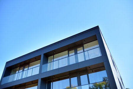 Abstract fragment of contemporary architecture. Residential modern buildingの写真素材