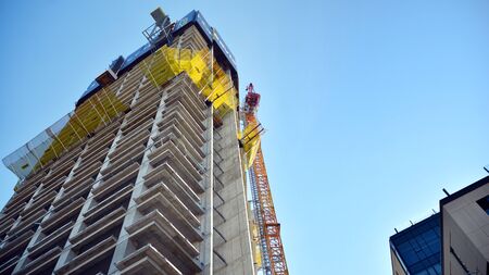 Warsaw, Poland. 21 October 2019. Construction of the Varso Place office building.のeditorial素材