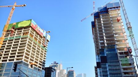 Warsaw, Poland. October 21, 2019. Construction of the Unit Tower office building.