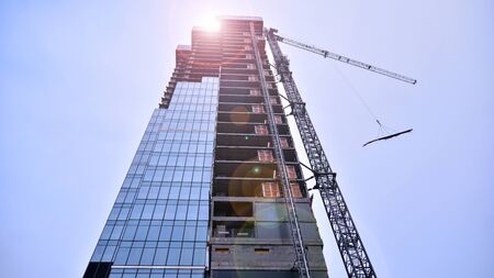 Warsaw, Poland. 10 January 2020. Construction of the Unit Tower office building.