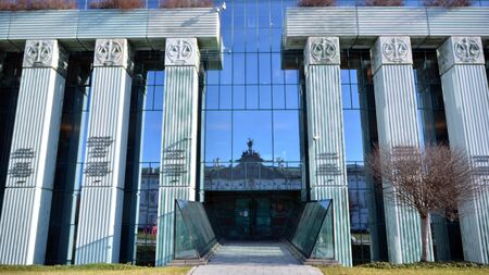 Warsaw, Poland. January 7, 2020. Modern building of Supreme Court of Poland. The highest instance of the Court in Poland.のeditorial素材