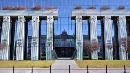 Warsaw, Poland. January 7, 2020. Modern building of Supreme Court of Poland. The highest instance of the Court in Poland.のeditorial素材