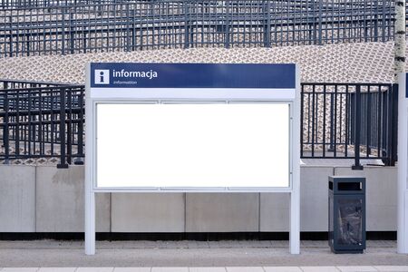 Empty blank billboard at train stationの写真素材