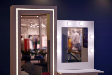 Beautiful mirror in modern makeup roomの写真素材