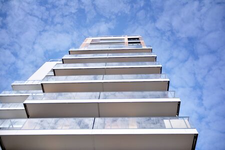 New building condominium. Modern apartment complex exterior.の写真素材