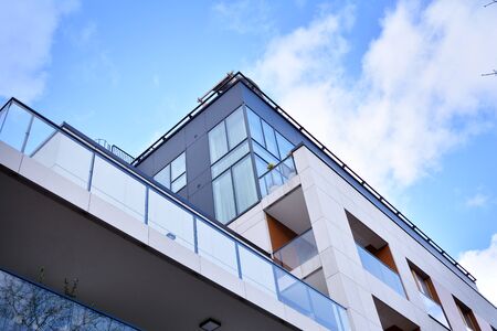 Modern European residential apartment buildings quarter.