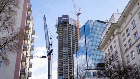Warsaw, Poland. March 13, 2020. Construction site of an Varso Place office building.