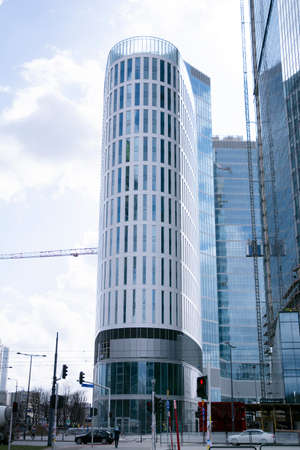 Warsaw, Poland. March 13, 2020. Construction of the Warsaw Hub. The Warsaw HUB will comprise 75,000 square meters of office spaceのeditorial素材