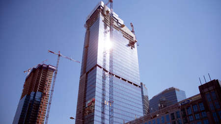 Warsaw, Poland. 27 March 2020. Roundabout Daszynski. New Skyscrapers in the financial district of...
