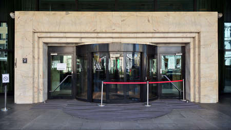 Warsaw, Poland. 8 April 2020. Marriott hotel shut down due to Coronavirus Covid 19 Quarantine social distancingのeditorial素材