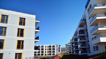 Warsaw, Poland. 11 April 2020. Artistic Zoliborz. Modern apartment buildings. This is a unique...