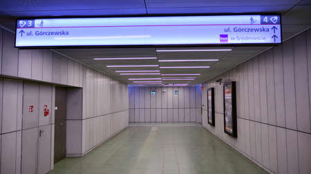 Warsaw, Poland. 26 April 2020. Warsaw metro station interior Warsaw Prince Janusz. View of empty...