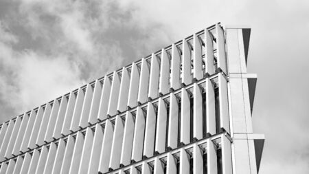 Abstract modern architecture with high contrast black and white tone. Architecture of geometry at glass window - monochrome.の写真素材
