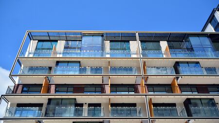 Modern European residential apartment buildings quarter. Abstract architecture, fragment of modern...