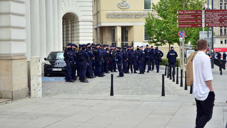 Warsaw, Poland. 23 May 2020. Anti-government protests on the streets of Warsaw, large branch of the...