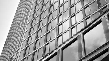 Abstract modern architecture with high contrast black and white tone. Architecture of geometry at...