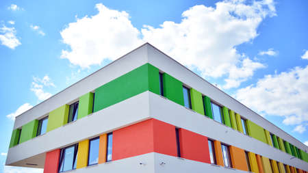 Modern exterior of a colorful office buildingのeditorial素材