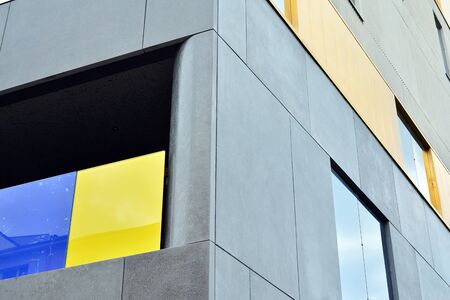 Modern European residential apartment buildings quarter. Abstract architecture, fragment of modern urban geometry.の写真素材