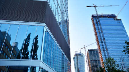 Warsaw, Poland. 27 June 2020. Roundabout Daszynski. New Skyscrapers in the financial district of...