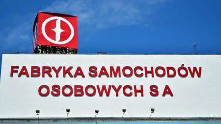 Warsaw, Poland. 2 August 2020. Sign Fabryka Samochodow Osobowych SA / Passenger Cars Factoryのeditorial素材