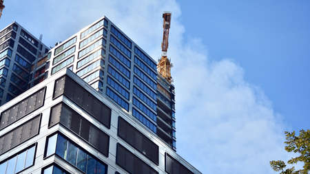 High-rise building under construction. Modern office building.