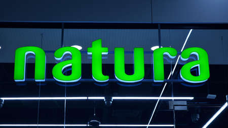 Warsaw, Poland. 1 September 2020. Sign Natura. Company signboard Natura.