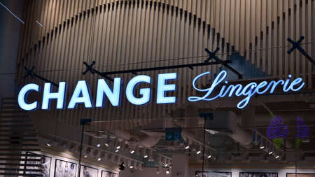 Warsaw, Poland. 1 September 2020. Sign Change Lingerie. Company signboard Change Lingerie.