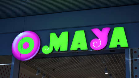 Warsaw, Poland. 1 September 2020. Sign Maya. Company signboard Maya.