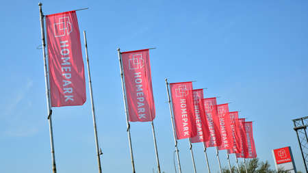 Warsaw, Poland. 15 September 2020. Sign Homepark. Company signboard Homeparkのeditorial素材