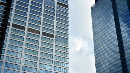 Bottom view of modern office buildings in the business district