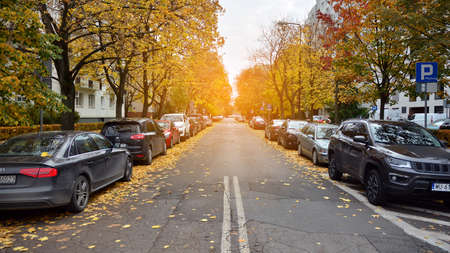 Warsaw, Poland. 27 October 2020. Streets at in Warsaw. City center.