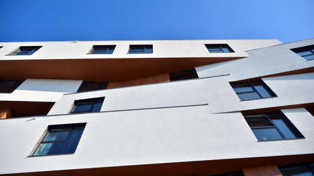 Modern and new apartment building. Multistoried modern, new and stylish living block of flats....