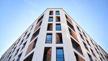 Fragment of modern luxury residential apartment, home house building concept. Modern apartment...