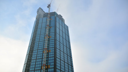 Warsaw, Poland. 18 January 2021. Varso Tower construction of the tallest skyscraper in the European Union is coming to an end.のeditorial素材