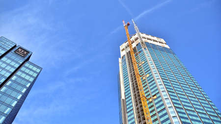 Warsaw, Poland. 21 February 2021. Construction site of an Varso Place office building.のeditorial素材