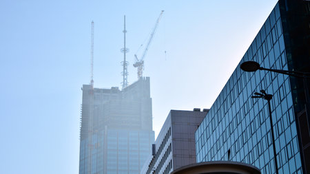 Warsaw, Poland. 22 February 2021. Construction site of an Varso Place office building.のeditorial素材