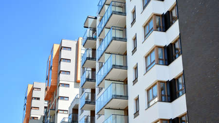 Modern European residential apartment buildings quarter. Abstract architecture, fragment of modern...