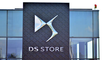 Warsaw, Poland. 19 April 2021 .. Sign DS. Company signboard DS.のeditorial素材