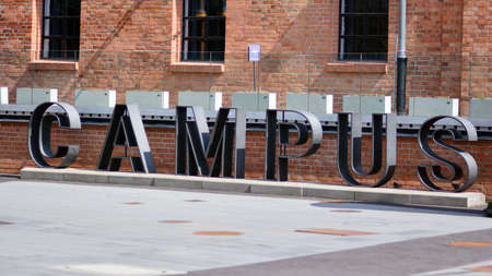 Warsaw, Poland. 20 April 2021. Sign Campus. Company signboard Campusのeditorial素材