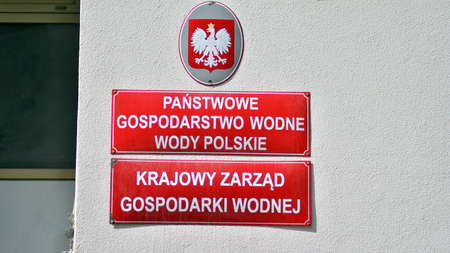 Warsaw, Poland. 26 April 2021.Sign The State Water Holding Polish Waters - PaÅstwowe Gospodarstwo Wodne Woda Polskieのeditorial素材