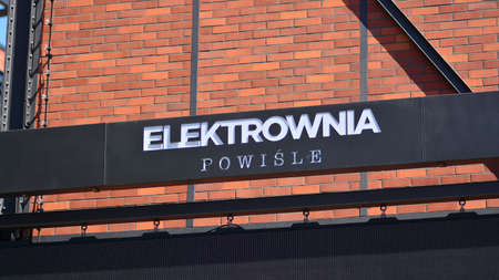 Warsaw. Poland. 28 April 2021. Sign Powisle Power Plant.