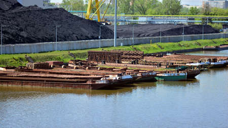 Warsaw, Poland. 17 May 2021. The quay in the Zeran canalのeditorial素材