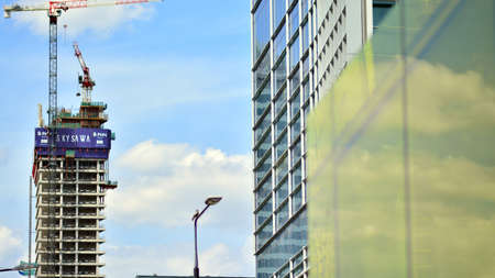 Warsaw, Poland. 3 June 2021. View downtown business skyscrapers. Warsaw city center.
